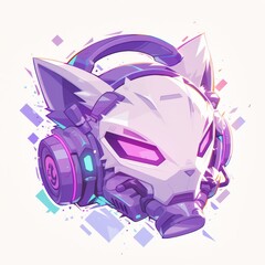 A cyberpunk herald of gaming's golden age, a stylized animal, adorned with headphones and a cyberpunk attire