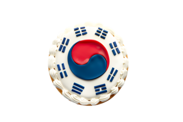 south korea flag made of cake, PNG image, isolated