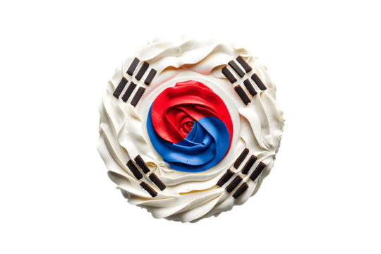south korea flag made of cake, PNG image, isolated