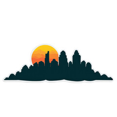 Sunset cute sticker isolated on transparent background png royalty-free image. Free for use & download.
