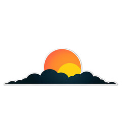 Sunset cute sticker isolated on transparent background png royalty-free image. Free for use & download.
