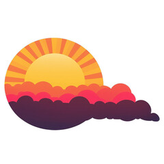 Sunset cute sticker isolated on transparent background png royalty-free image. Free for use & download.
