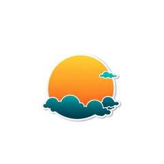 Sunset cute sticker isolated on transparent background png royalty-free image. Free for use & download.
