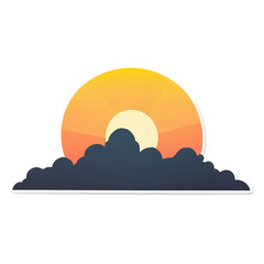 Sunset cute sticker isolated on transparent background png royalty-free image. Free for use & download.
