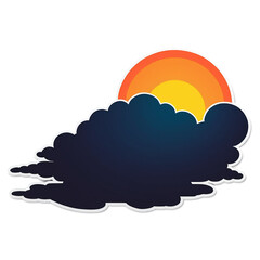 Sunset cute sticker isolated on transparent background png royalty-free image. Free for use & download.
