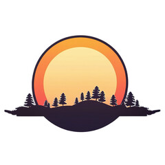 Sunset cute sticker isolated on transparent background png royalty-free image. Free for use & download.
