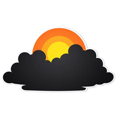 Fototapeta premium Sunset cute sticker isolated on transparent background