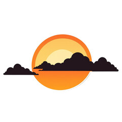 Sunset cute sticker isolated on transparent background
