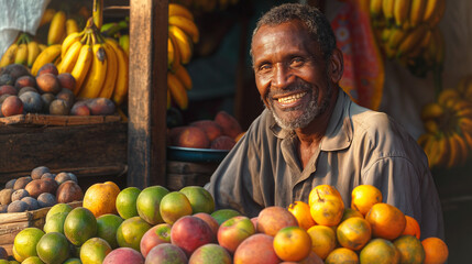 portrait of a happy fruit seller 