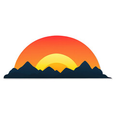 Obraz premium Sunset cute sticker isolated on transparent background