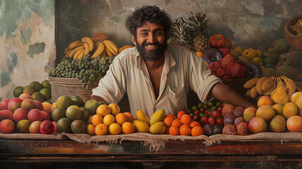 portrait of a happy fruit seller 