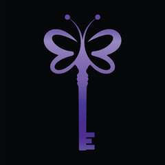 butterfly key logo design icon 