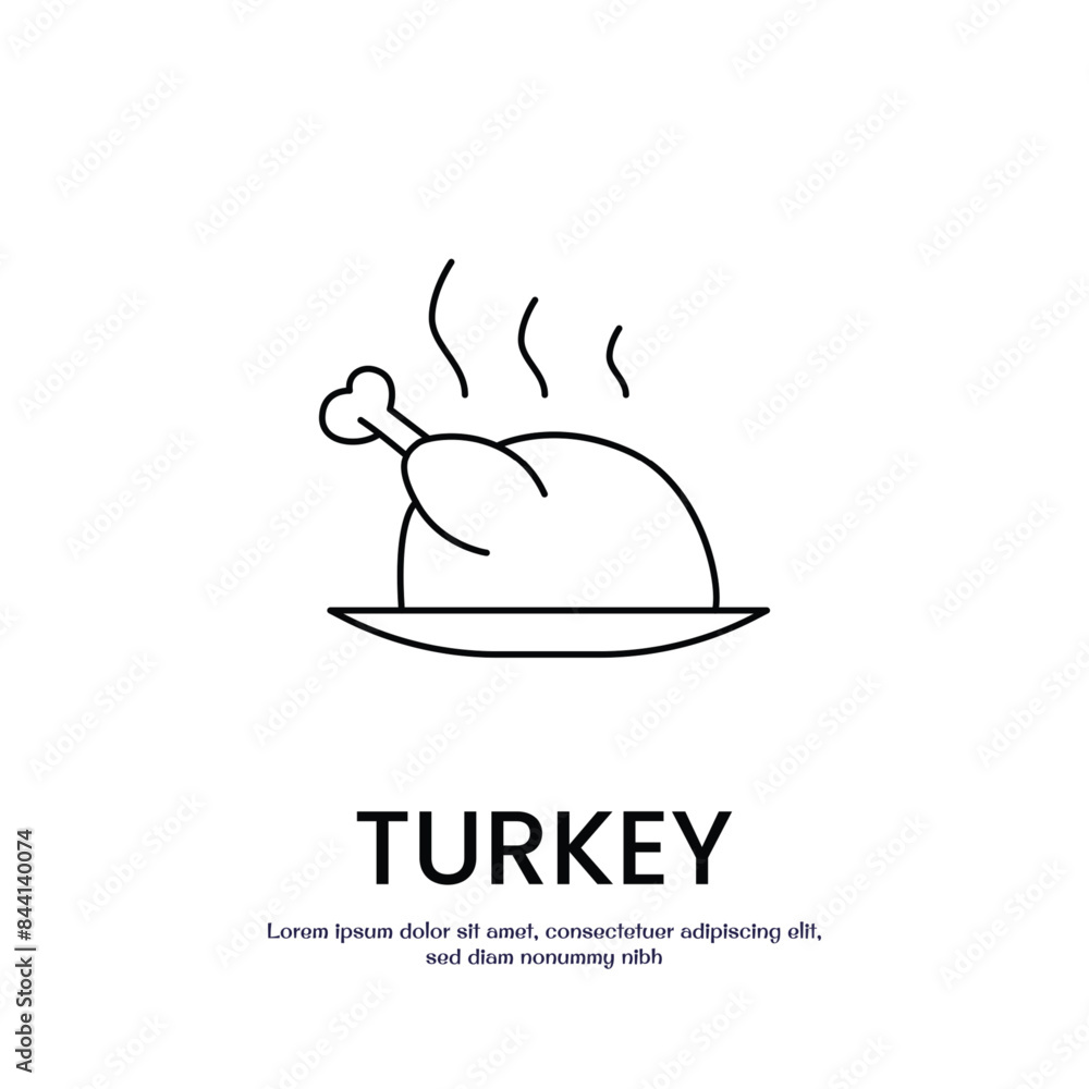 Aufkleber turkey thin outline icon vector design good for web or mobile app