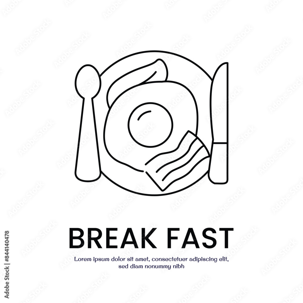 Aufkleber breakfast thin outline icon vector design good for web or mobile app