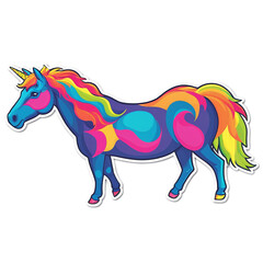 Fototapeta premium Unicorn cute sticker isolated on transparent background