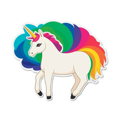 Unicorn cute sticker isolated on transparent background