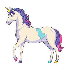 Unicorn cute sticker isolated on transparent background