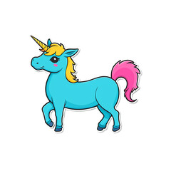Fototapeta premium Unicorn cute sticker isolated on transparent background