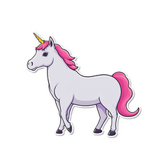 Unicorn cute sticker isolated on transparent background