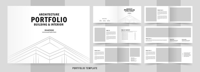 Landscape architecture portfolio template or Portfolio layout design. A4 size brochure design for interior