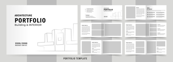 Landscape architecture portfolio or portfolio layout template design, Black and White Portfolio Layout