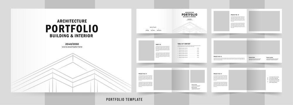 Landscape architecture portfolio template or Portfolio layout design. A4 size brochure design for interior
