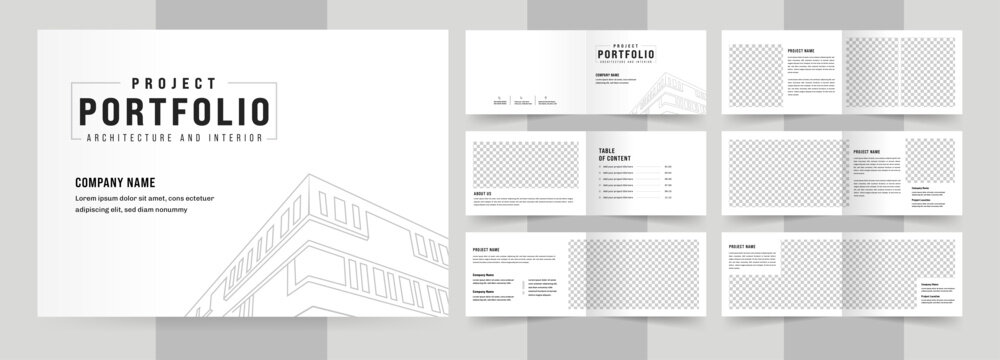 Landscape Portfolio Layout Architecture Portfolio Interior Brochure Design Vector Illustration