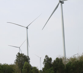 Electric wind turbine on the mountain