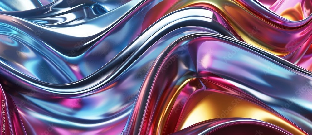 Poster colorful shiny metal waving background