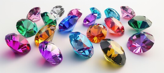 Fototapeta premium colorful gems stone diamond on white background