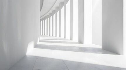 Fototapeta premium Minimal geometric white light background abstract design. 