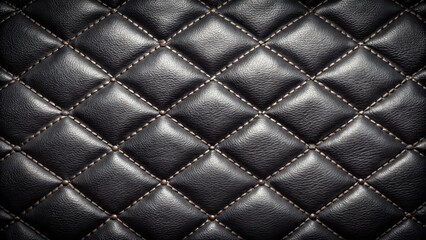 Luxurious black leather texture background featuring subtle stitching and intricate patterning, evoking sophistication and elegance, perfect for boutique product displays.