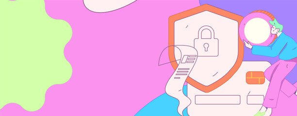 Online shopping payment security character flat vector concept operation hand drawn illustration
