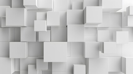 Random shifted white cube boxes block background wallpaper banner with copy space. 