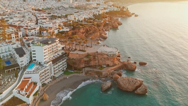 Balcon de Europa in Nerja on Costa del Sol at sunrise in Andalusia, Spain