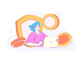 Online shopping payment security character flat vector concept operation hand drawn illustration
