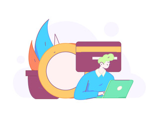 Online shopping payment security character flat vector concept operation hand drawn illustration
