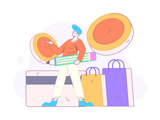 Online shopping payment security character flat vector concept operation hand drawn illustration
