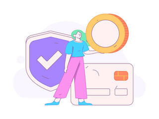 Online shopping payment security character flat vector concept operation hand drawn illustration
