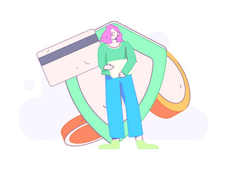 Online shopping payment security character flat vector concept operation hand drawn illustration
