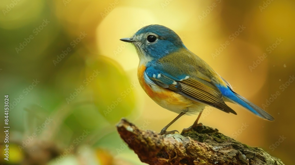 Poster red flanked bluetail resting on a branch of a tree