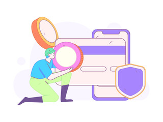 Online shopping payment security character flat vector concept operation hand drawn illustration
