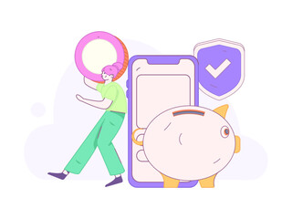 Online shopping payment security character flat vector concept operation hand drawn illustration
