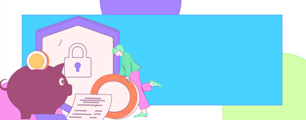 Online shopping payment security character flat vector concept operation hand drawn illustration
