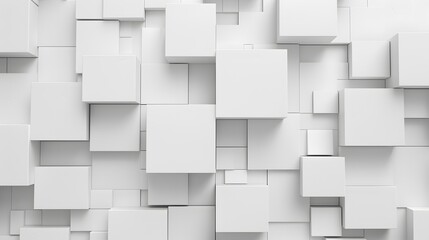 Random shifted white cube boxes block background wallpaper banner with copy space. 