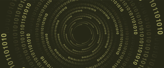 abstract binary number in circular concentric pattern, hi tech vector design for tech, science, background