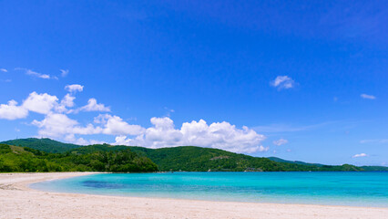 Bonbon Beach white sand on a sunny day. Romblon Island, Philippines