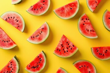 vibrant watermelon pattern on sunny yellow summer background