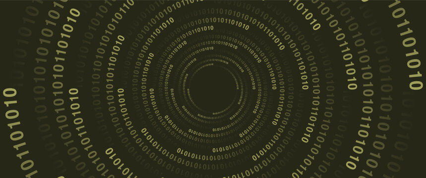 abstract binary number in circular concentric pattern, hi tech vector design for tech, science, background