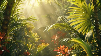 Tropical plants under the sunlight